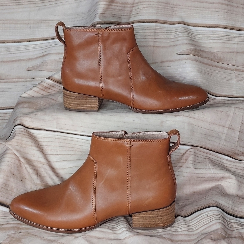 Madewell Camden leather ankle booties English saddle whiskey brown 10M
